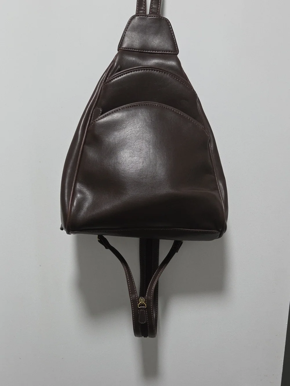 Liz Claiborne Dark Brown Leather Sling Backpack